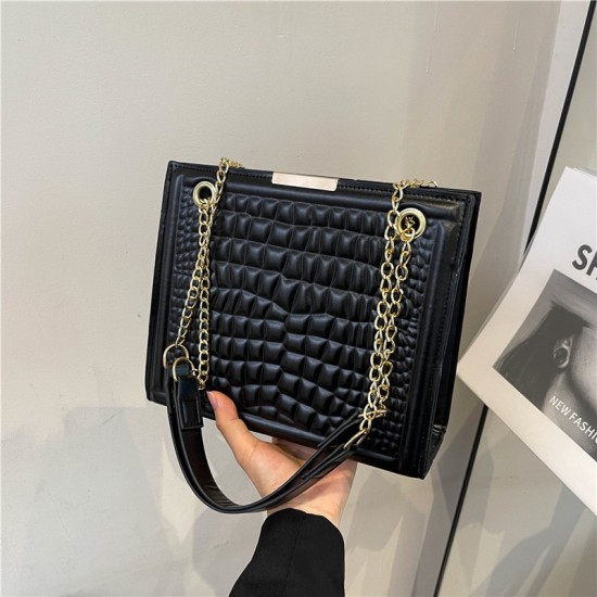 Cross -border texture Large -capacity messenger bag female 2024 new foreign gas fashion casual chain shoulder bag chain large bag