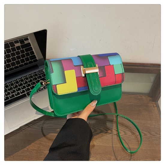 2024 Summer new fashion trend small square bag collision -colored shoulder bag niche design handbag shebal bag messenger women's bag