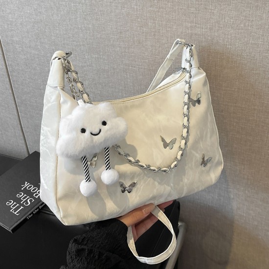 Advanced sensory bags butterfly chain women's new tide fashion messenger bag popular shoulder bag large -capacity commute bag