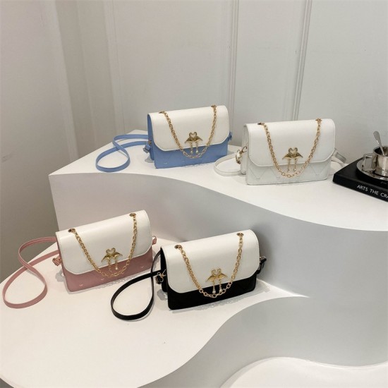 Fashion bag new 2024 foreign lady's trendy texture casual simple shoulder bag contrasting color crossbag chain bag