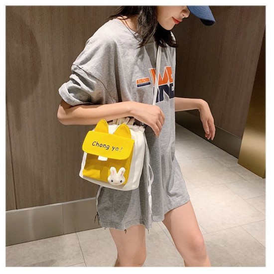 Niche Korean version of cute canvas Bausson line retro literary female student crossbody bag new fashion versatile leisure bag