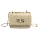 Texture grass editing fashion small square bag female 2024 summer new versatile lock buckle shoulder bag messenger chain bag