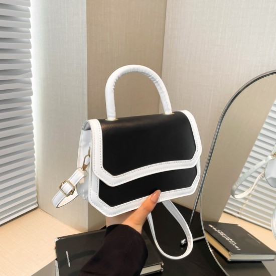 Retro handbag female 2024 new Korean version of the stitching contrasting color ins -shoulder messenger bag