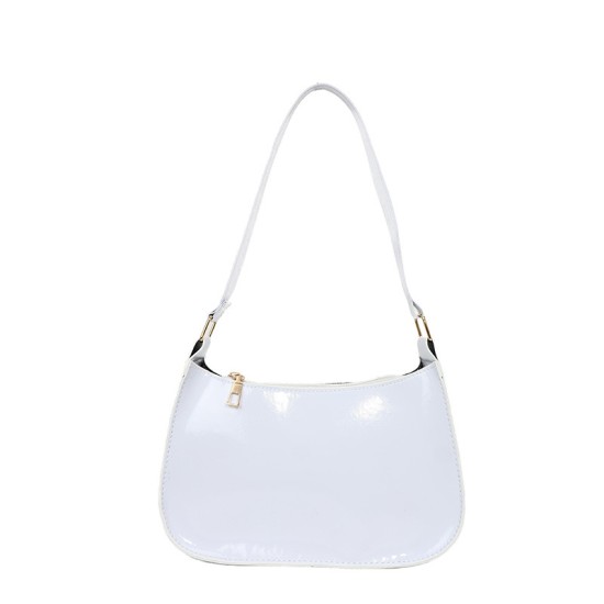 Cross -border new bag female 2024 autumn new foreign axillary ligament under the underarm bag patent leather solid color bright shoulder bag