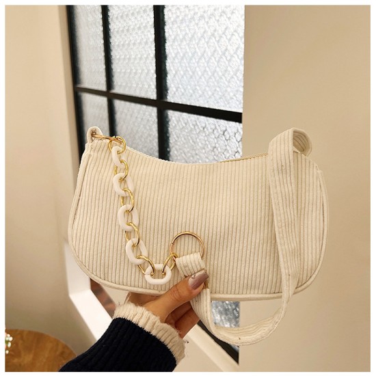 Core velvet chain Shoulder bag female 2024 new fashion lightweight underarms bag retro ancient trendy handbag women's bag