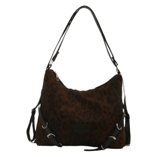 Korean retro leopard tertebud female 2024 new college wind large capacity pneeling pilot, shoulder -shoulder messenger bag