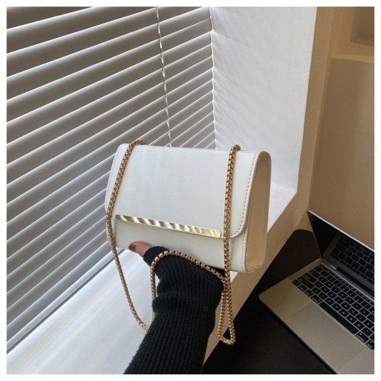 The new foreign trade Korean version of the small square bag fashion women's bag casual chain shoulder bag simple texture pure color oblique crossbag