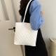 2024 new leisure and simple shoulder -length axillary bag, commuting large -capacity foreign qi embroidered line women's bag large tot bag