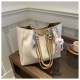 Fashion texture bag female 2024 new leisure simple contrasting color shoulder bag Student commute tote bag cross -border