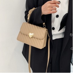 Korean version of love casual texture women's bag 2024 new commute simple shoulder mesengers bag personality hand -carrying small square bag