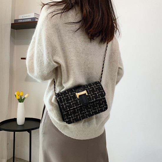 French niche high -level sensory underarms chain bag female 2024 new versatile black -shoulder mesengers bag small square bag cross -border