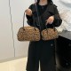 Retro leopard bolte bag handbag female 2024 new autumn and winter large capacity commuting bag shoulder axillary bag