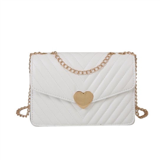 This year's popular women's bag 2024 new texture Lingge embroidery line chain retro love shoulder messenger small bag