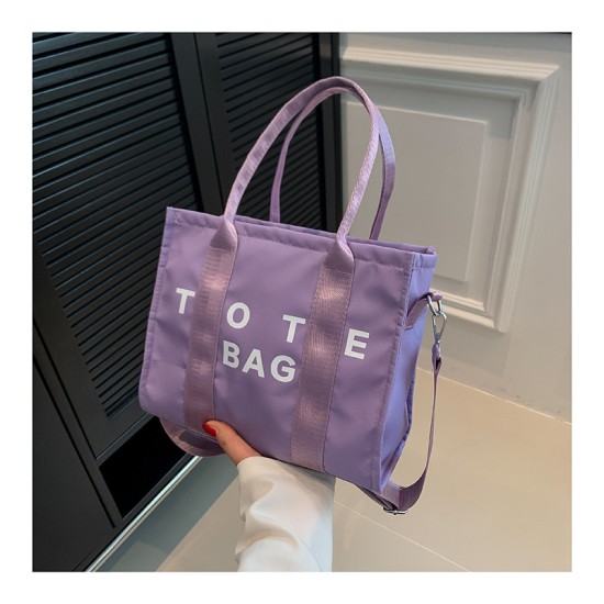 New fashionable shoulder oblique leisure, fresh, simple nylon handbag, handbaged hand -carried large -capacity tote bag