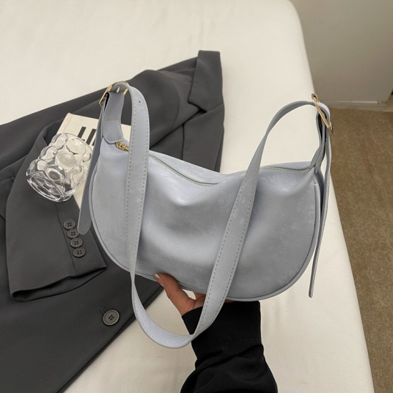 Large -capacity bag Female summer new crescent texture, shoulder bag simple solid color oblique cross -bag commute dumpling bag