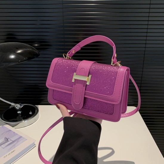 Shining stitching popular small square bag female 2024 new summer temperament handbag Korean version of foreign gas shoulder mesengers