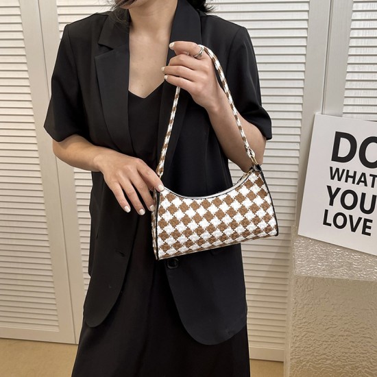 Popular plaid bag female 2024 new trendy simple shoulder bag fashion underarms bag Korean version red mesengers bag