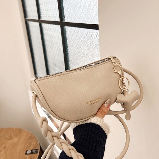 New ladies hanging decoration texture messenger bag net red fashion, simple solid color shoulder bag niche casual light women's bag