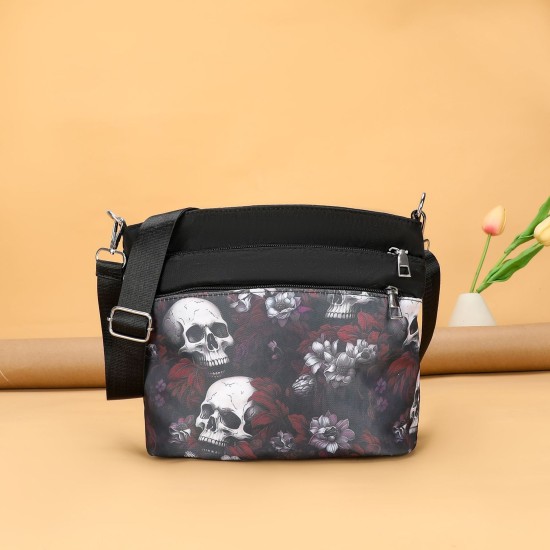 Cross -border foreign trade new women's bag European and American fashion Gothic skull printed shoulder mesengers simple trend women's bag