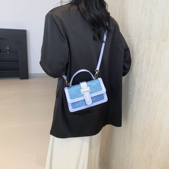 Shining stitching popular small square bag female 2024 new summer temperament handbag Korean version of foreign gas shoulder mesengers