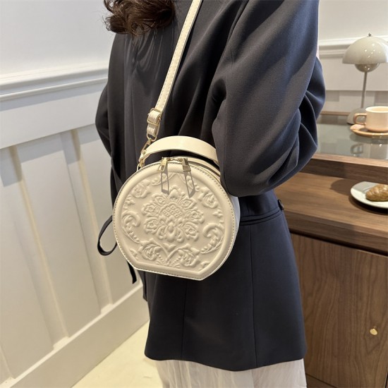 Summer 2024 new retro fashion, beautiful temperament, female simple trendy casual pure color bag, shoulder mesengers small round bag