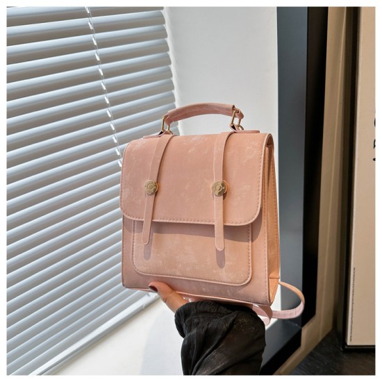 2024 new fashion leisure ladies backpack backpack niche retro buckle wild -shoulder crossbody bag