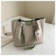 Fashion texture bag female 2024 new leisure simple contrasting color shoulder bag Student commute tote bag cross -border