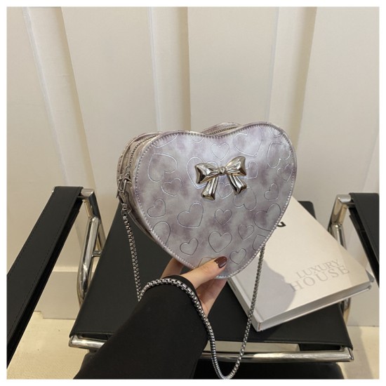 Summer new fashion love printing shoulder bag bow, pure color, simple oblique crossbag personality high value women's bag