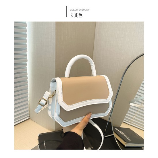 Retro handbag female 2024 new Korean version of the stitching contrasting color ins -shoulder messenger bag