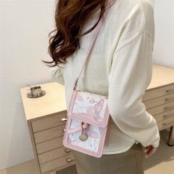 Niche design butterfly printed small square bag 2024 new women's bag fashionable shoulder messenger bag wild mobile bag