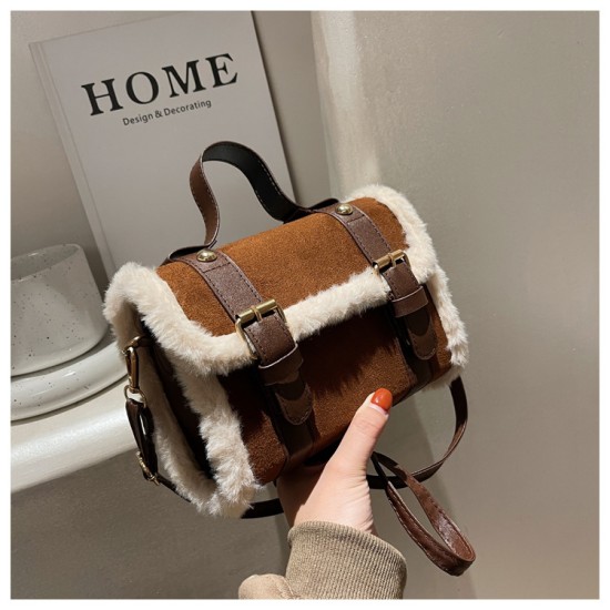 Bag female 2024 autumn and winter new Korean version of fashion retro plush small square bag handbags handbag sheets mesengers wrapped women's bag