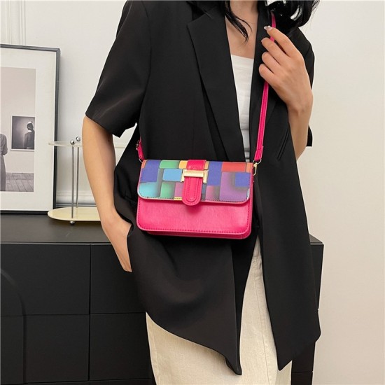 2024 Summer new fashion trend small square bag collision -colored shoulder bag niche design handbag shebal bag messenger women's bag