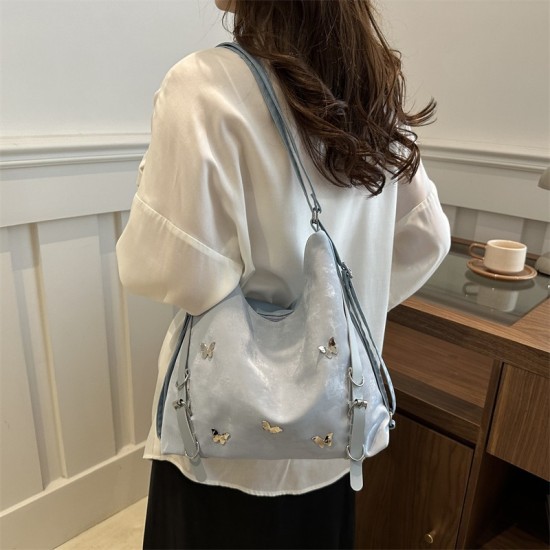 2024 new commute multi -function backpack can shoulder -shoulder large capacity, texture, foreign gas pure color tote bag