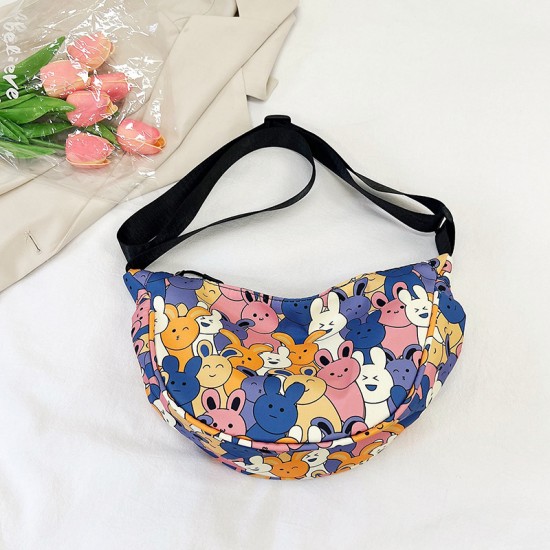 Canvas summer bag female 2024 new cartoon dumpling bag, crow crow small square bag, simple shoulder mesengers