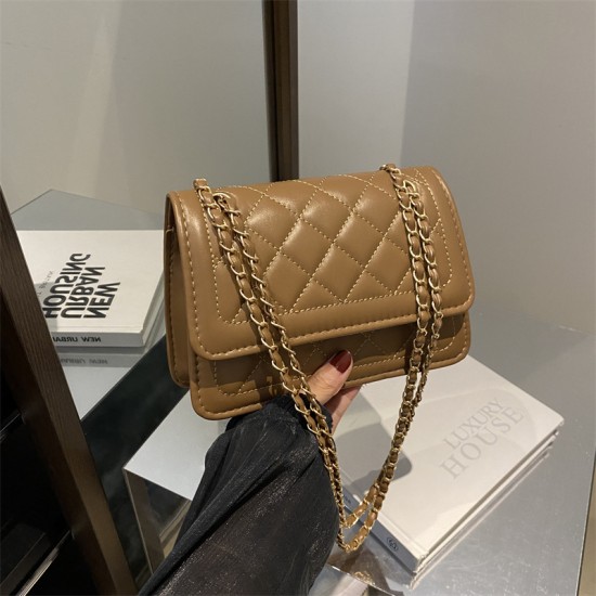 Commodity fashion minimalist plaid chain under the armpit 2024 new foreign qi leisure leisure split -shoulder messenger small square bag girl