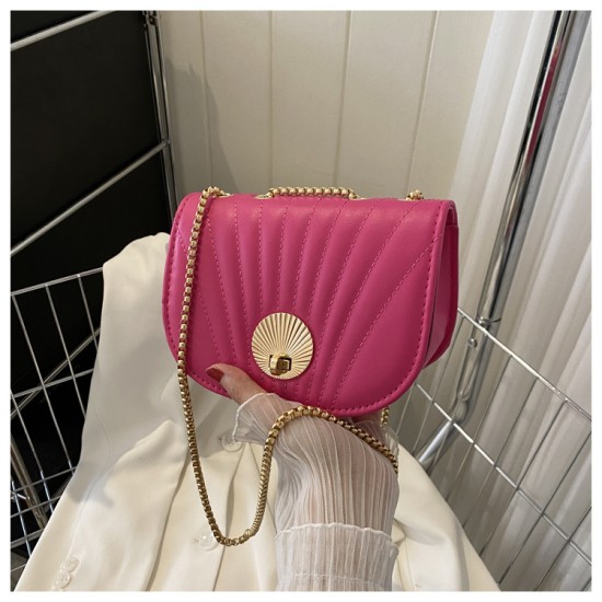 Western temperament shell bag new lock chain chain messenger bag women's fashion fashion simple casual saddle bag