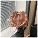 Pumping rope bucket bag 2024 new retro fashion foreign qi qi qi buns frosted texture ladies shoulder shoulder