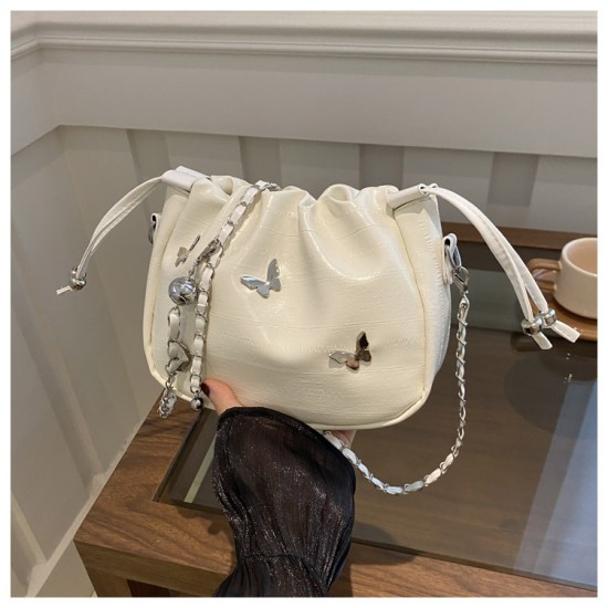 This year's popular women's bag 2024 new summer simplicity butterfly chain bag Korean drawing rope barrel barbody bag women