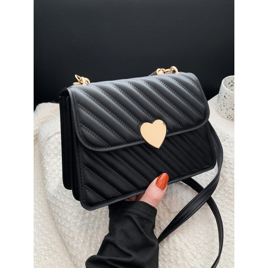 Korean version of love casual texture women's bag 2024 new commute simple shoulder mesengers bag personality hand -carrying small square bag