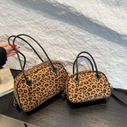 Retro leopard bolte bag handbag female 2024 new autumn and winter large capacity commuting bag shoulder axillary bag