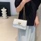 New texture simple 2024 summer pure color embroidery line diamond chain fashion lock crossbody shoulder shoulder small square women's bag