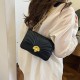 Fashion fan -shaped lock embroidery line small square bag 2024 new niche design women's bag casual shoulder messenger women's bag