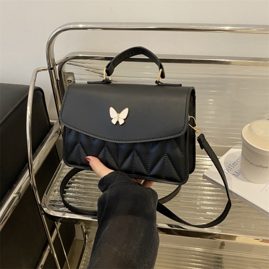 Pure -colored diamond handbag 2024 new retro fashion crossbody bag simplicity, casual foreign gas shoulder small bag