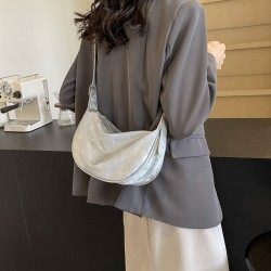 Large -capacity bag Female summer new crescent texture, shoulder bag simple solid color oblique cross -bag commute dumpling bag