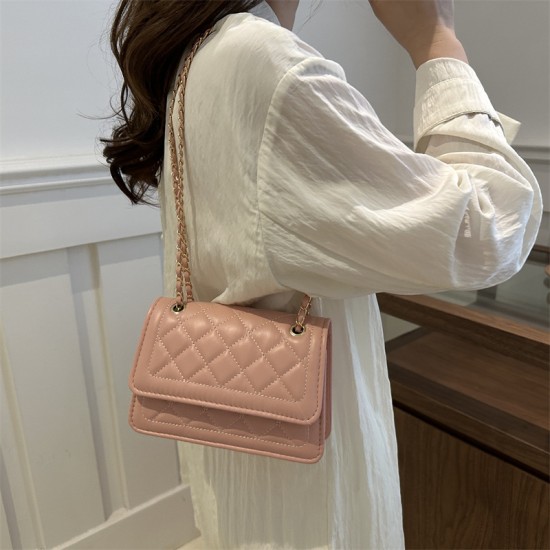 Commodity fashion minimalist plaid chain under the armpit 2024 new foreign qi leisure leisure split -shoulder messenger small square bag girl