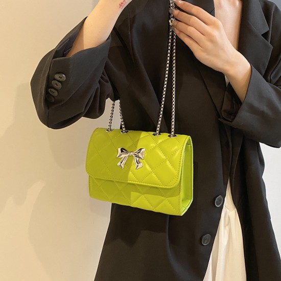 Fashion trend bow element, handbag, simple versatile sweet small square bag design chain messenger bag