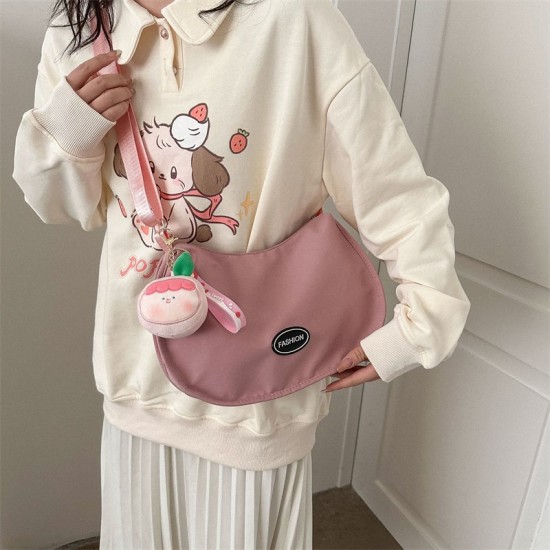 Customer bag female 2023 new tide cute large -capacity saddle bag fashion sweet pink canvas dumpling bag