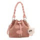 Pumping rope bucket bag 2024 new retro fashion foreign qi qi qi buns frosted texture ladies shoulder shoulder