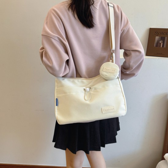 Ins wind niche wild girl shoulder mesengers, Japanese students simple solid color sports leisure and commute bag