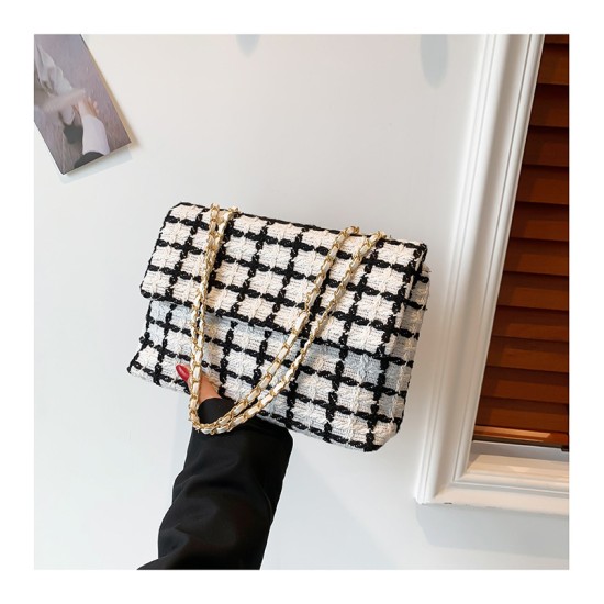 2024 new fashion plaid casual large -capacity bag women's handbags shoulder tilted cross -bag cross -bag commuting trend women's bag